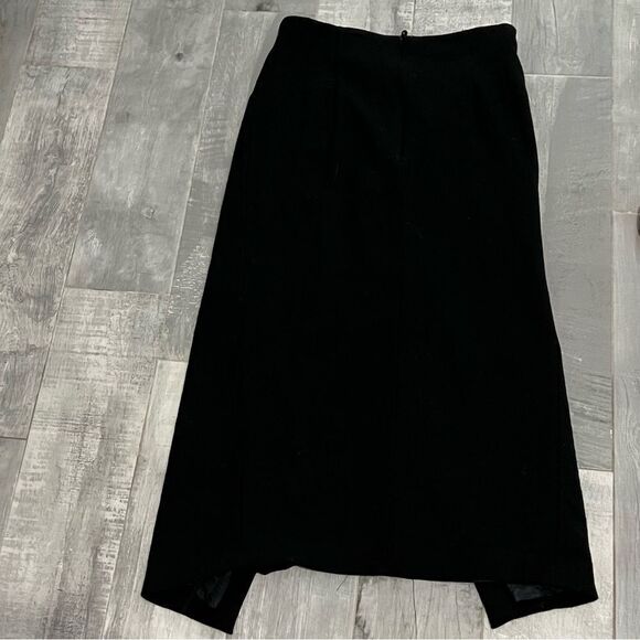 Escada Vtg 80s 90s High Waist Black Wool Long Front Single Pleat Maxi Skirt 44 L - Picture 6 of 13